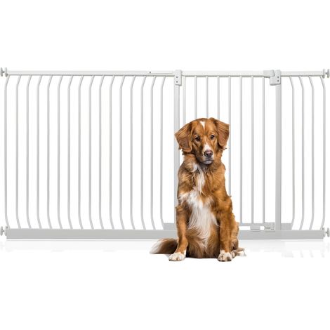 Bettacare Extra Tall Elite Dog Gate, 189cm - 198cm, Matt White, Extra Tall 96.8cm in Height, Pressure Fit Pet Gate
