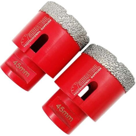 Forets Diamant 2 Pièces 45mm Trépans de Forage avec Filetage M14 pour Perçage à sec en Porcelaine Carrelage Granit Marbre (1/5)