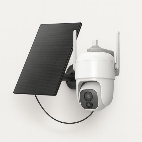 Cámara giratoria WiFi VicoHome X85/WP de 360° y resolución 2K: cámara IP inalámbrica para exteriores con panel solar para vigilancia del hogar.