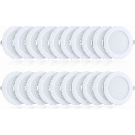 Confezione da 20 faretti da incasso a soffitto 6W Eq 60W 600 lumen Bianco naturale