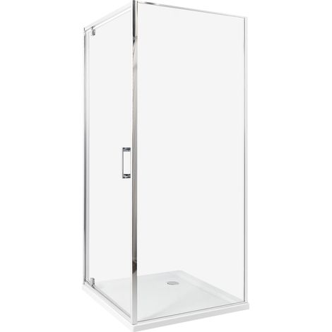 Cabina de ducha cuadrada de vidrio templado una puerta plateado 80 x 80 x 185 cm Darli (1/5)