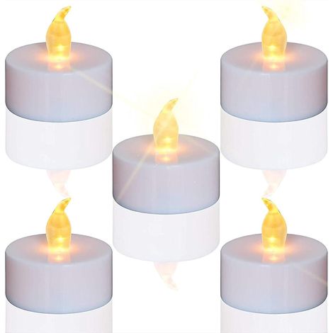 (jaune Chaud) Paquet De 24 Bougies Led Cr2032 Bougies Piles Bougies Th Non Parfumes Lumires Vacillantes Claires Sans Flamme (1/5)