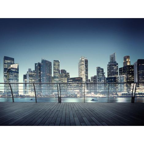 Skyscrapers night skyline, photo murale intissée, 360x270 cm, 4 parts (1/3)