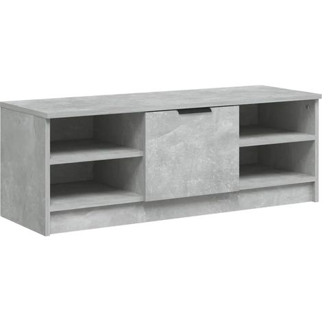 Meuble tv traditionnel grand espace rangement 102 x 35 x 36 cm en bois d'ingénierie gris béton (1/5)