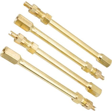 4 Pièces Rallonge Valve Pneu en Cuivre, Tube D'extension de Gonfleur de Pneu 10cm, Rallonge de Valve de Voiture, Convient aux Motos, Vélos, Voitures (Or) (1/4)