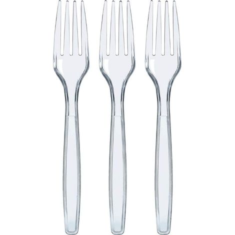 Fourchette En Plastique Transparent - Polystyrène Alimentaire - Usage Jetable Ou Réutilisable - 100 Pièces