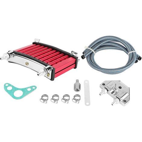 Kit de refroidissement d'huile, kit de refroidissement en alliage d'aluminium longue durée rouge, installation facile pour 125cc 140cc 150cc (1/5)