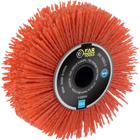 Fartools – Brosse de précision nylon abrasif Ø120mm L20mm – Grain 80 pour bois, métal et pierre – Compatible avec rénovateurs REX120, REX200, REX-H-200 (1/5)