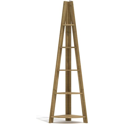 Tiva Corner Ladder Shelving - MDF - L38.6 x W38.6 x H175.4 cm - Oak (1/3)