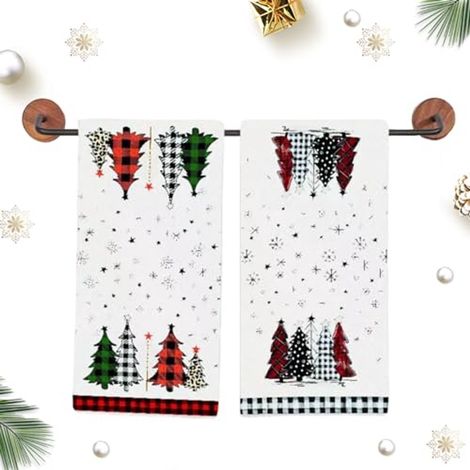 Weihnachtliche Küchentücher aus Baumwolle, 66 x 45 cm – 2er-Set – Weiß (1/5)