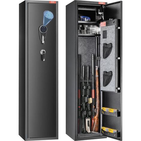 Armoire à Fusils Coffre-Fort Verrouillage Empreinte et Code 5 Armes Longues Acier Q235 Maison (1/5)