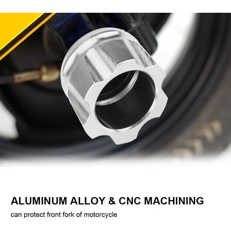 Lot de 2 Protège-fourches Moto Universels en Aluminium CNC, Coloris Argent,Anti-choc Anti-collision (1/3)