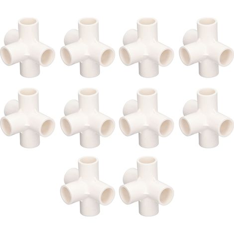 Raccord PVC 20mm 5 Voies Angle Droit 3D Coude Connecteur Mobilier Blanc Lot de 10 (1/5)