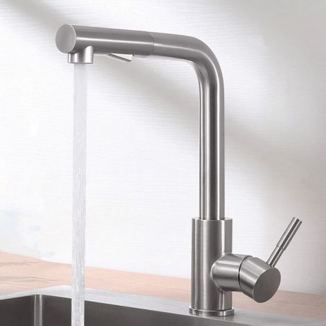 Mitigeur de Cuisine Pivotant à 360 ° avec Douchette Extractible, Robinet de Cuisine 2 Modes de Pulvérisation, Mitigeur évier de Cuisine en Acier Inoxydable,Froide / Chaud Disponible (1/5)