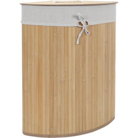 Panier à linge d'angle avec couvercle, en bambou, 60 l (1/5)