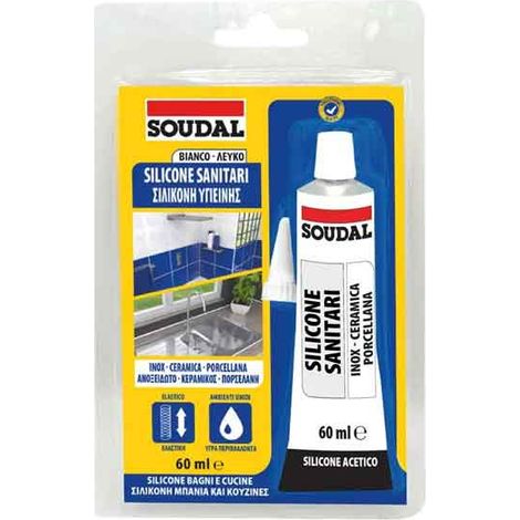 SILICONE ACETICO SANITARI IN BLISTER SOUDAL 60 ml - Bianco