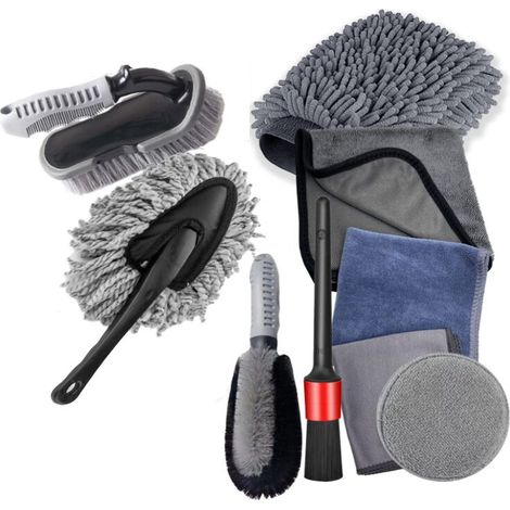 10-teiliges Auto-Reinigungsbürsten-Set mit Felgenbürste und Reifenbürste, Auto-Pflegebürste zum Waschen von Rädern, Motor, Armaturenbrett, Lüftungsschlitzen und Innen- und Außenbereich (1/4)