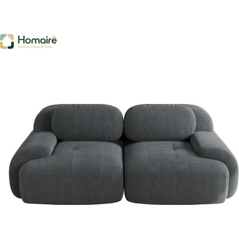 Canapé modulable en velours côtelé gris avec accoudoirs 208 x 103 x 75 cm HOMAIRE (1/4)