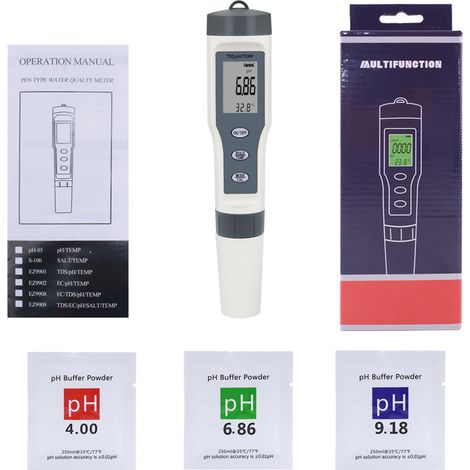 Stylo numérique testeur qualité eau 3 en 1 PH TDS Température, écran LCD, ABS portable, sans rétroéclairage, avec pile intégrée. (1/5)