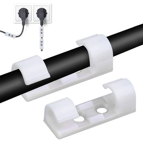Lot de 60 attaches de câbles autocollantes robustes, fixations rondes en plastique pour une utilisation extérieure, clips adhésifs pour éclairage, gestion des câbles, support de fils, organiseur de co (1/5)