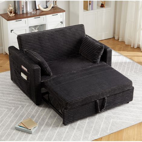 Sofa Bed - Push-Pull - Dark Grey, Double Seater - for Living Room, Bedroom, Guest Room (1/5)
