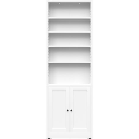 Libreria metallica bianca a 5 livelli con porta e ripiani regolabili, 180 x 60 x 23,6 cm (1/5)