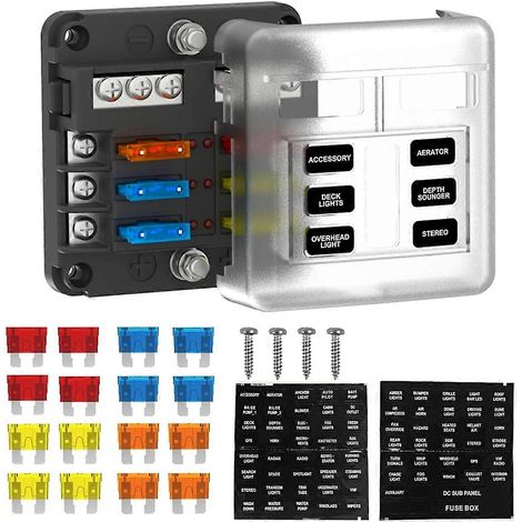 6-facher 12V/24V DC-Sicherungskasten, ATC/ATO-Sicherungsfeld mit LED-Anzeige für Anwendungen in der Schifffahrt, der Schifffahrt und der Automobilindustrie. (1/5)
