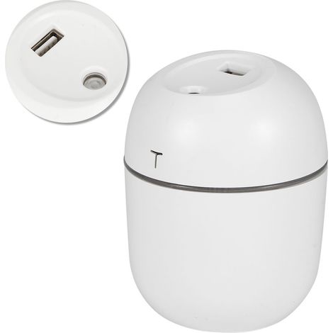 Mini humidificateur grande capacité 220 ml, brumisateur de bureau, humidificateur de voiture, alimentation USB, blanc (1/5)