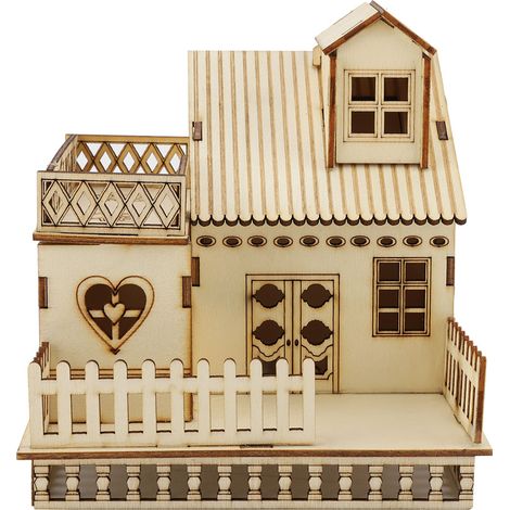 Maison miniature à faire soi-même, modèle artisanal, jolie maison de poupée avec lumière, décoration de bureau (1/4)