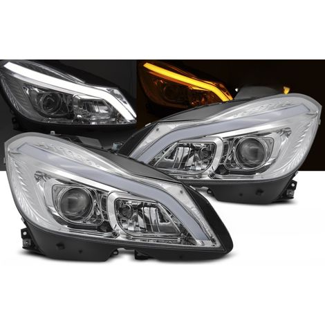 Paire de Phares Mercedes W204 de 2011 a 2014 LED LTI DRL Dynamique chrome-42389188 (1/5)