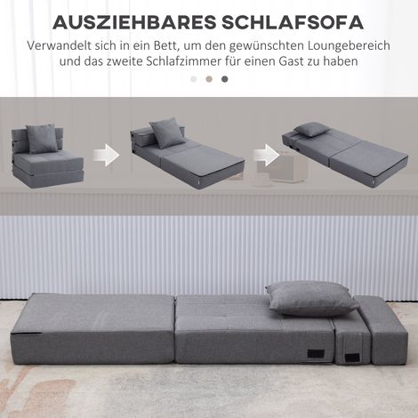 Fauteuil transformable inclinable, canapé-lit d'appoint, housse déhoussable, 70x70x61 cm, gris anthracite (1/4)