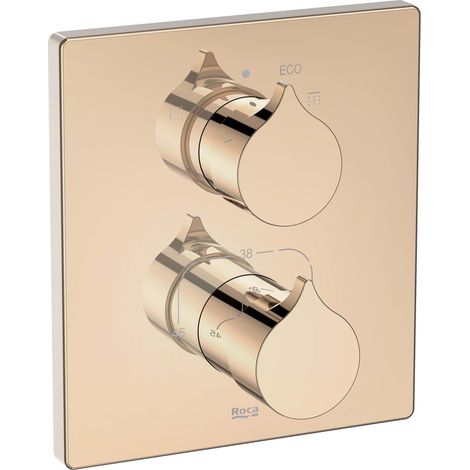 ROCA A5A0C3ARG0 INSIGNIA Grifo Termostático Empotrable para Baño-Ducha con Desviador-Regulador de Caudal Oro Rosa - ref: A5A0C3ARG0 (1/2)