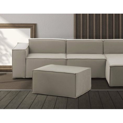 Talamo Italia Pouf Barbara, Pouf de salon, 100% Made in Italy, Fauteuil relax en tissu rembourré, Cm 80x70h43, Tourterelle, avec emballage renforcé (1/5)