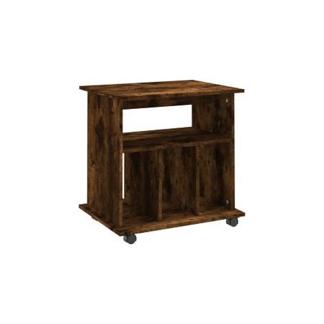 Petit meuble étagère à roulettes Ruka 60cm - Fonctionnel et moderne-Marron fumé (1/5)