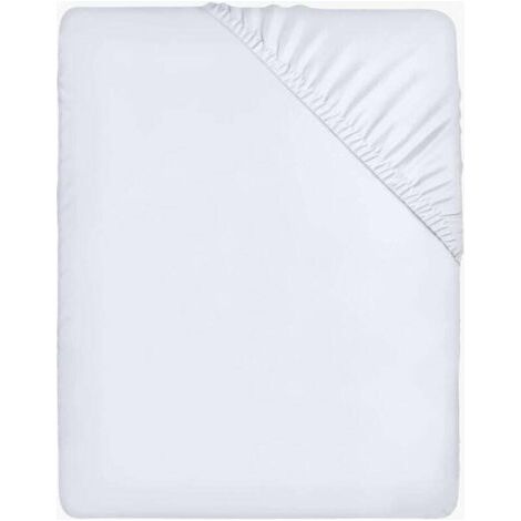 Drap Housse - Blanc, 160 x 200 cm - Coupes de 35 cm pour Matelas épais - Polyester Microfibre brossée