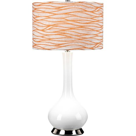 Elstead MILO Lampada da tavolo Milo con paralume rotondo, nichel lucido, bianco, arancione (1/5)