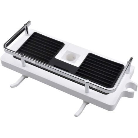 Étagère de Douche, Étagère Douche sans PerçAge, Etagere Telescopique Douche Plastique, Support de Douche avec 2 Crochets, pour 20-25mm Rail de Douche