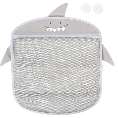 Sac de rangement pour jouets de bain, filet mural suspendu, organisateur de salle de bain pour enfants, lot de 2, gris, 50x40 cm (1/5)