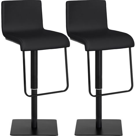 Juego de 2 taburetes de bar Limon con funda de cuero sintético Negro Negro (1/5)