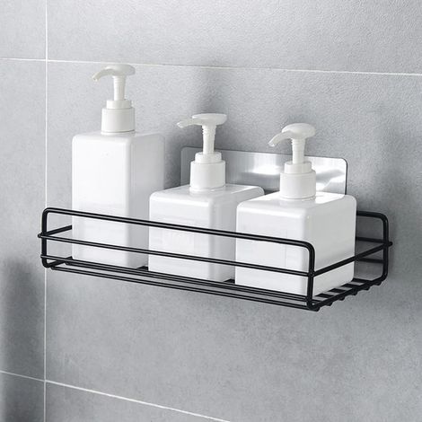 Étagère de salle de bain en fer, support mural sans regrets, support de rangement de shampooing pour coin de cuisine, (1/3)
