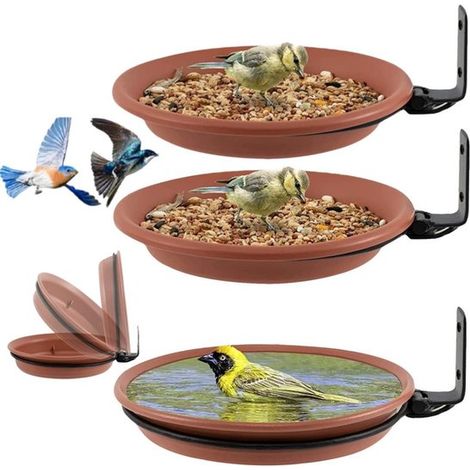 Suministro de agua para pájaros (tercera planta), Comedero automático aves silvestres, Baño pájaros desmontable barandilla balcón, Diámetro 20 cm (1/5)