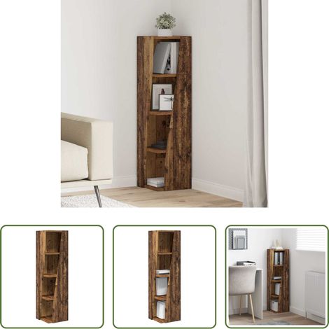 Rangement - Meuble d'angle Bois ancien 27,5x27x102cm Bois d'ingénierie (1/5)