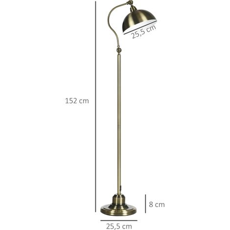 Lampadaire sur pied salon, lampe salon rétro avec abat-jour réglable, interrupteur à pied 42 x 25,5 x 152 cm ton laiton (1/5)
