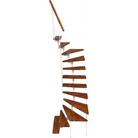 Scala dritta salvaspazio 13 gradini - Altezza raggiungibile 2.41 a 3.04mm - Struttura bianca e gradini in legno di noce - JOKERT180-SBMNO-13