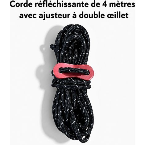 Cordelette réfléchissante noire avec boucle de serrage pour tente et camping réf 3968 33 g – Livraison gratuite