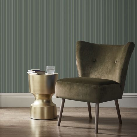 Papier peint intissé Rayures Camille 1005 x 52cm Vert (1/5)