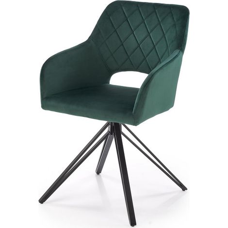 Chaise design pivotante en velours vert foncé Viktor (1/5)