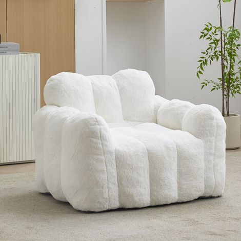 Fauteuil pouf fleur pour salon et chambre, design léger et confortable, tissu peluche rose