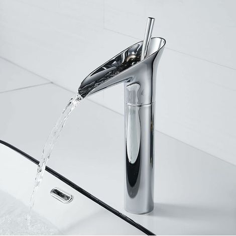 Waschtischarmatur aus Chrom, Wasserfall-Waschtischarmatur, Retro-Einhebel-Waschtischmischer aus Chrom, Aufsatz-Waschtischarmatur aus Messing, Handwaschtischarmatur