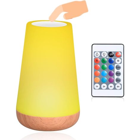 Luz de noche LED, lámpara de noche recargable, lámpara de mesa con control táctil de 360°, 13 colores cambiantes, lámpara RGB regulable con control remoto para dormitorio, habitación de bebé y sala de (1/5)